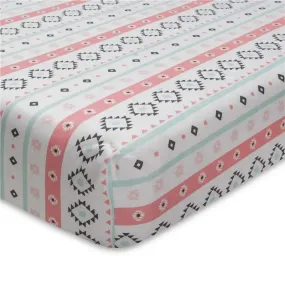 Lambs & Ivy Little Spirit Fitted Crib Sheet, Coral/Teal