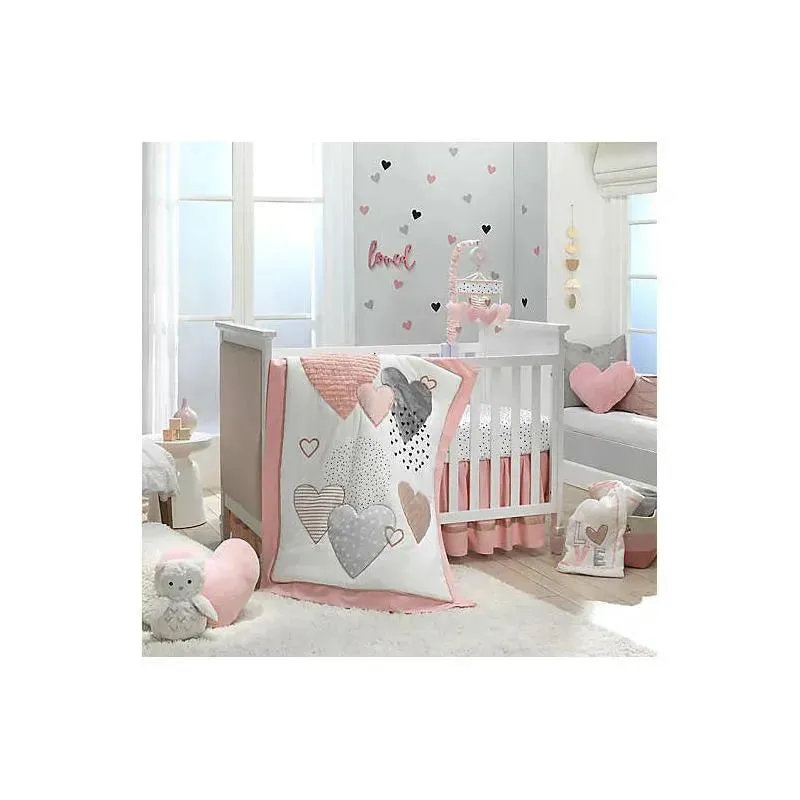 Lambs & Ivy Signature Heart To Heart Pink/White Fitted Crib Sheet