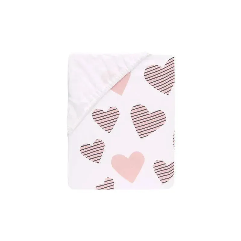 Lambs & Ivy Signature Heart To Heart Pink/White Fitted Crib Sheet