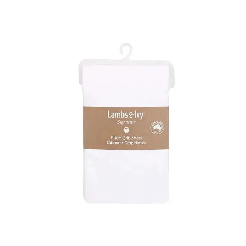 Lambs & Ivy White Baby Crib Fitted Sheet