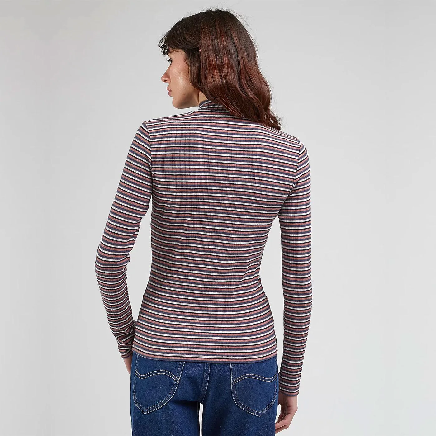 Lee Jeans Retro Ribbed LS Polo Neck Striped Tee DM