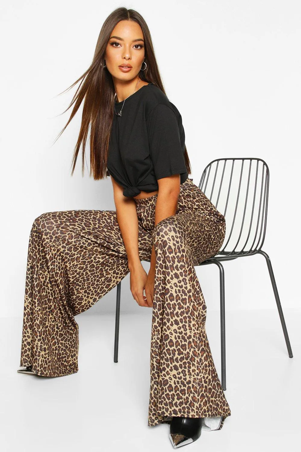 Leopard Super Flare Wide Leg Pants