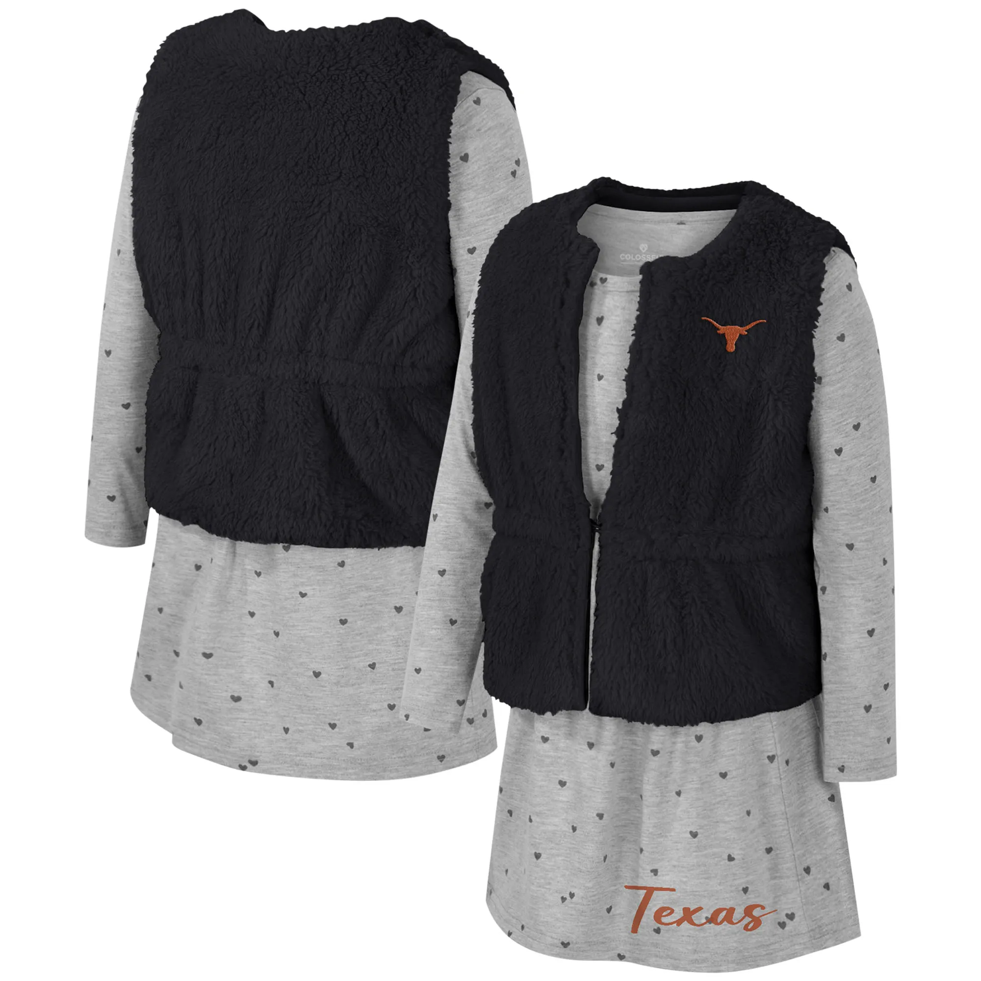 Lids Girls Toddler Colosseum Black Texas Longhorns Meowing Vest & Dress Set