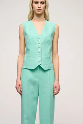 Luisa Spagnoli VARO TURQUOISE CLASSIC LINEN VEST