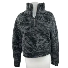 Lululemon Black Camo Jacquard Scuba Oversized Fleece Funnel Neck Jacket Sz XS/S