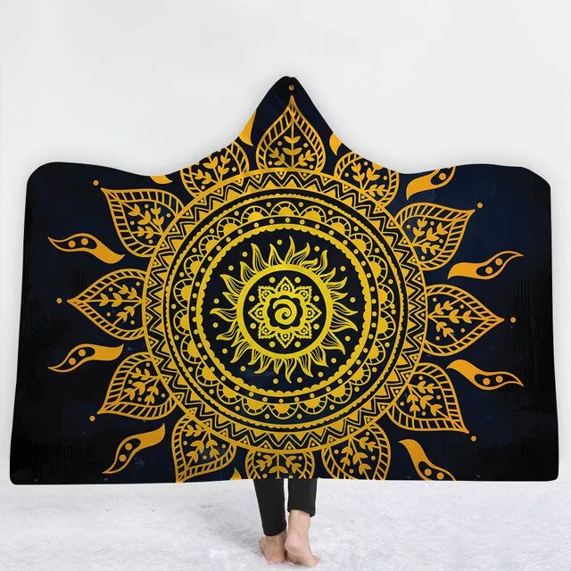 Mandala Sun Hooded Blanket