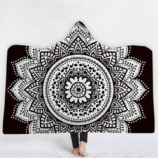 Mandala Sun Hooded Blanket