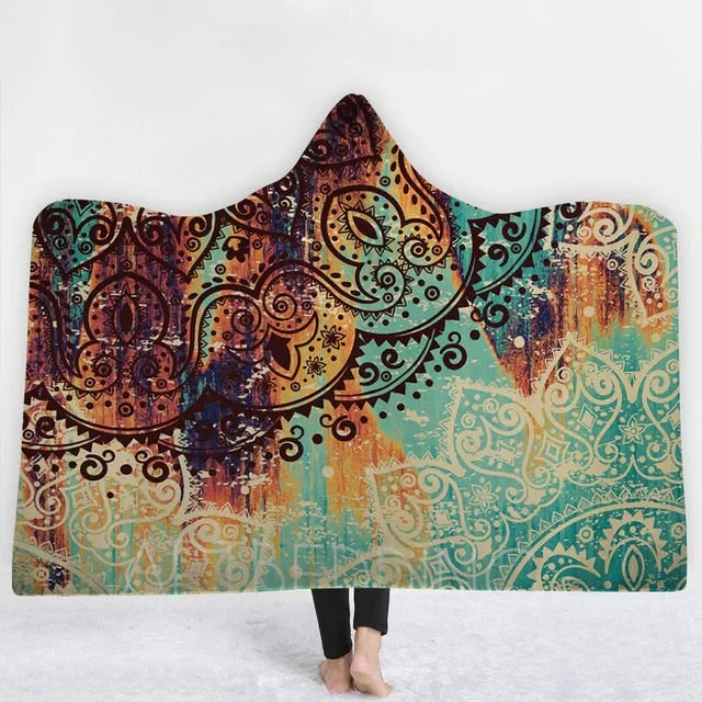 Mandala Sun Hooded Blanket