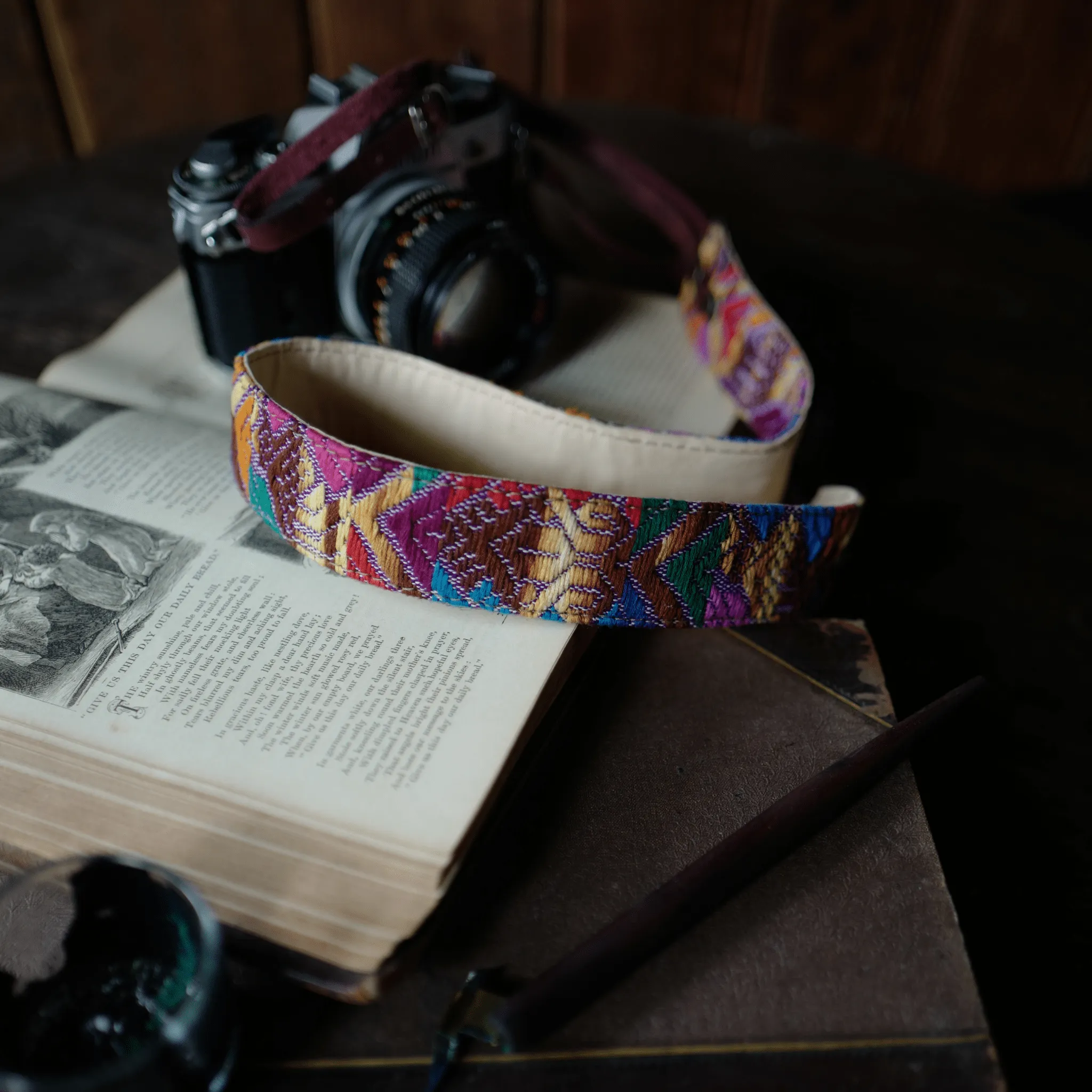 Mayan Fabric Leather Camera Strap