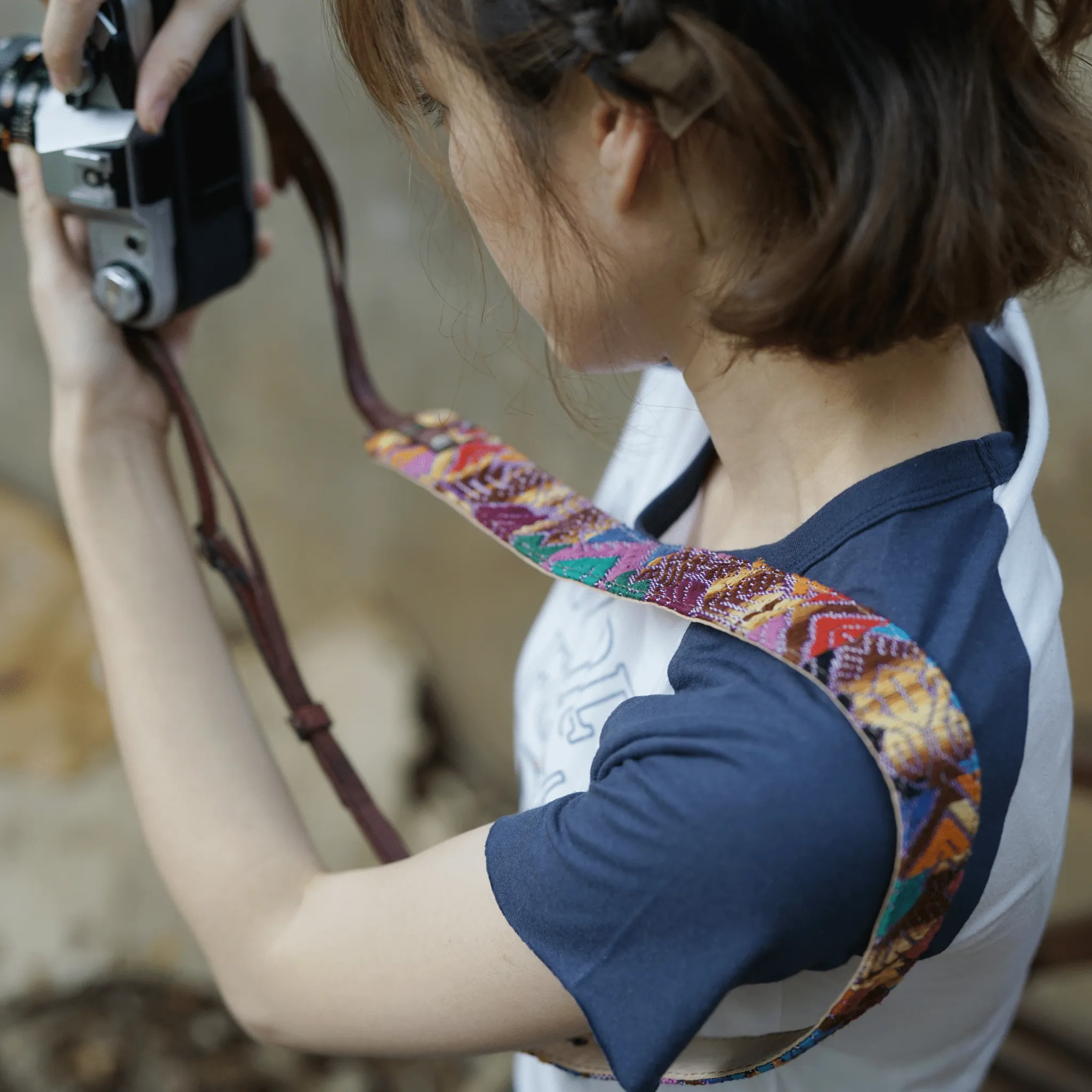 Mayan Fabric Leather Camera Strap