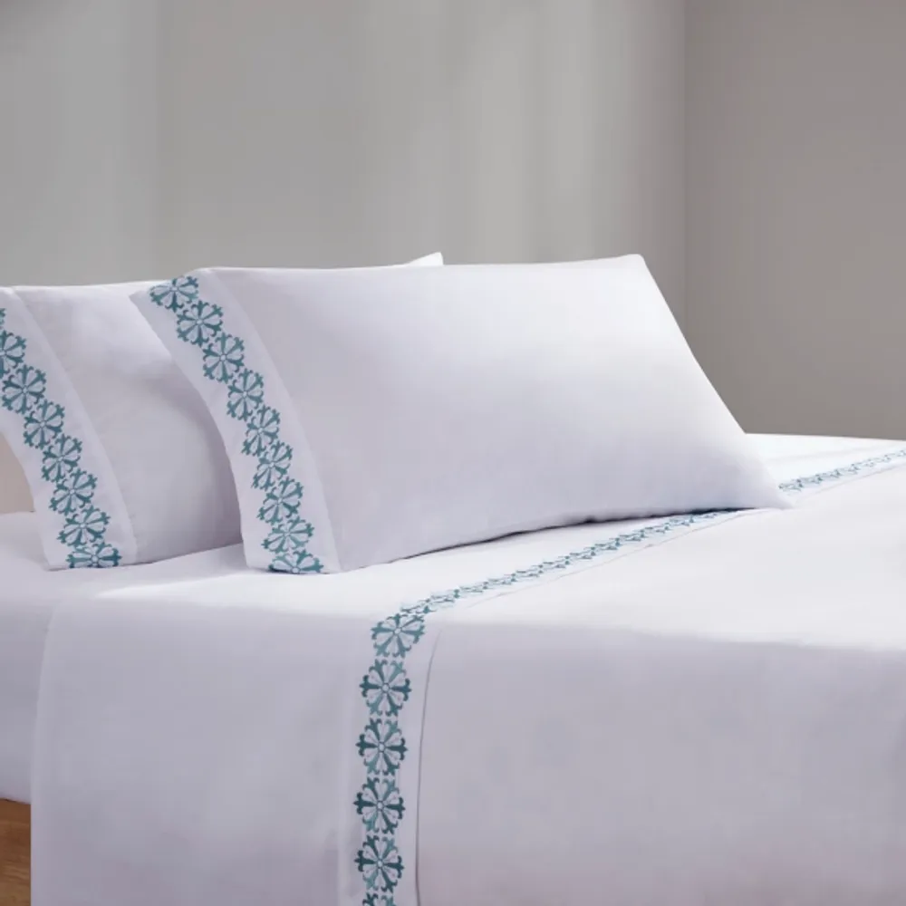 Medallion Hem Microfiber 4-pc. Full Sheet Set