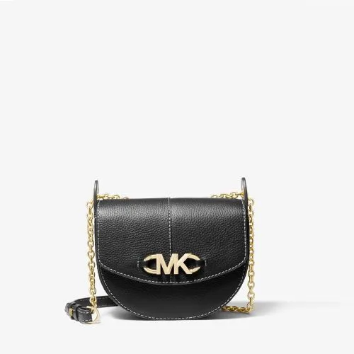 Michael Kors Izzy Small Pebbled Leather Saddle Crossbody Bag | Black