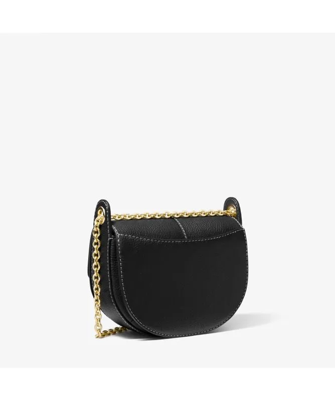 Michael Kors Izzy Small Pebbled Leather Saddle Crossbody Bag | Black