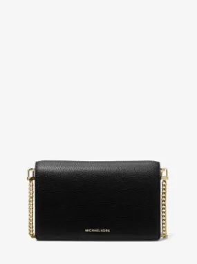 MK Jet Set Medium Pebbled Leather Crossbody Bag - Black - Michael Kors