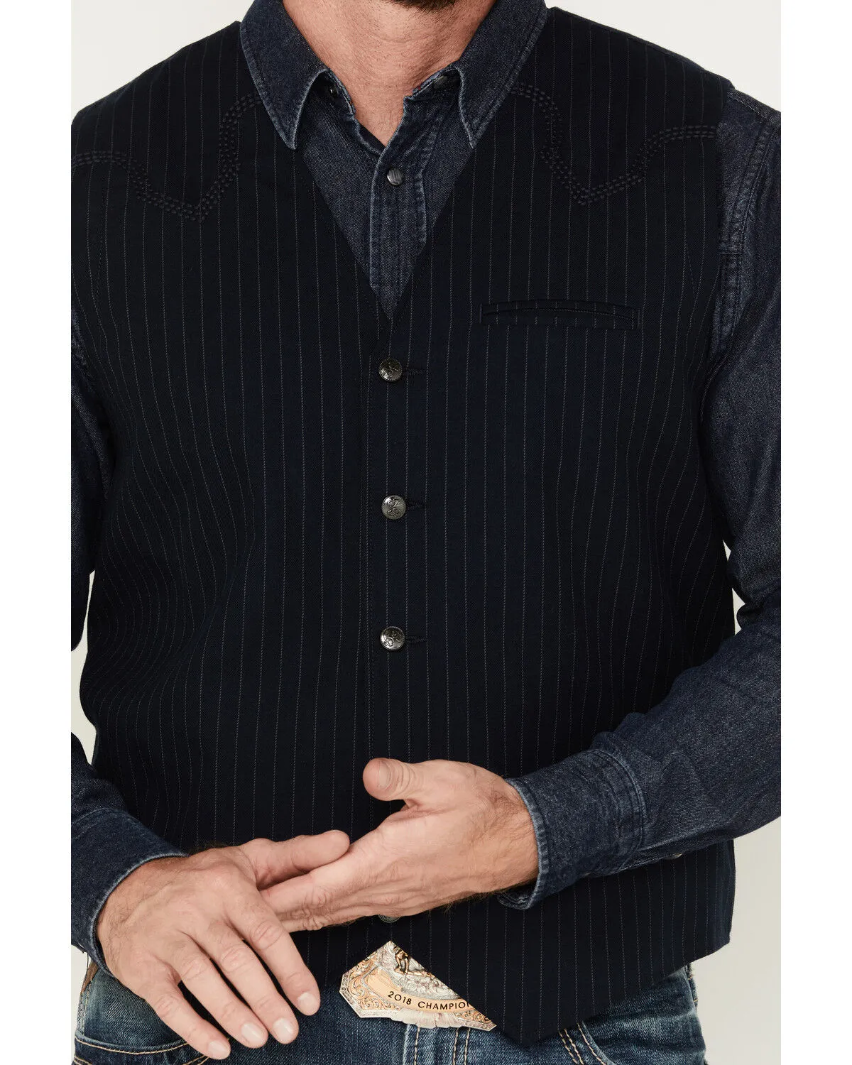 Moonshine Spirit Men's Pinstripe Capone Wool Vest