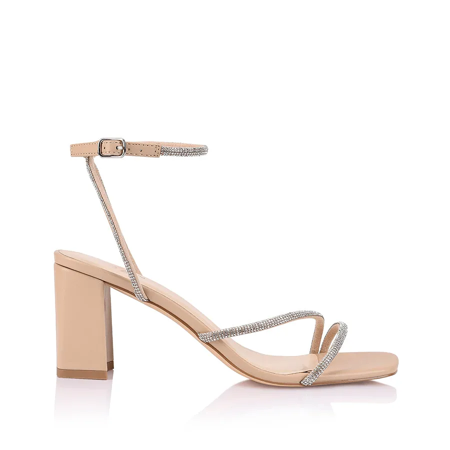 Nastassia Block Heel Sandals - Nude