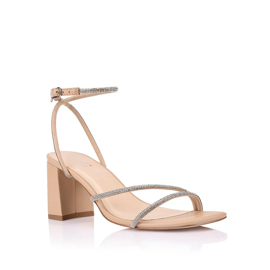 Nastassia Block Heel Sandals - Nude