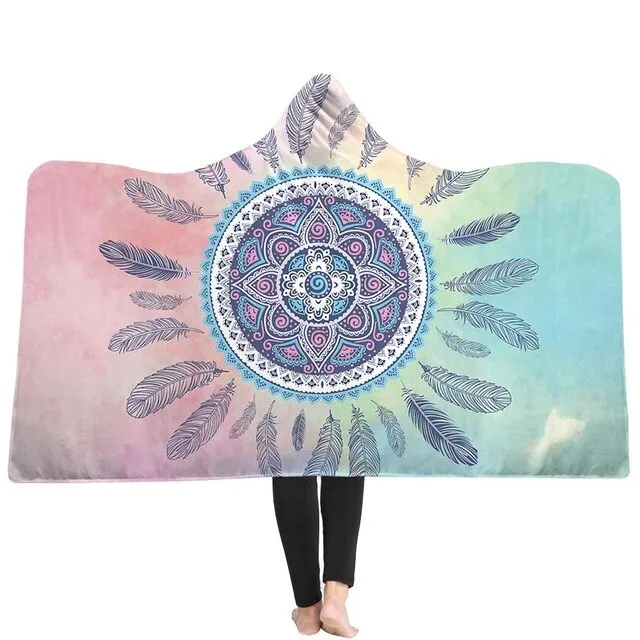 Neon Dream Catcher Hooded Blanket