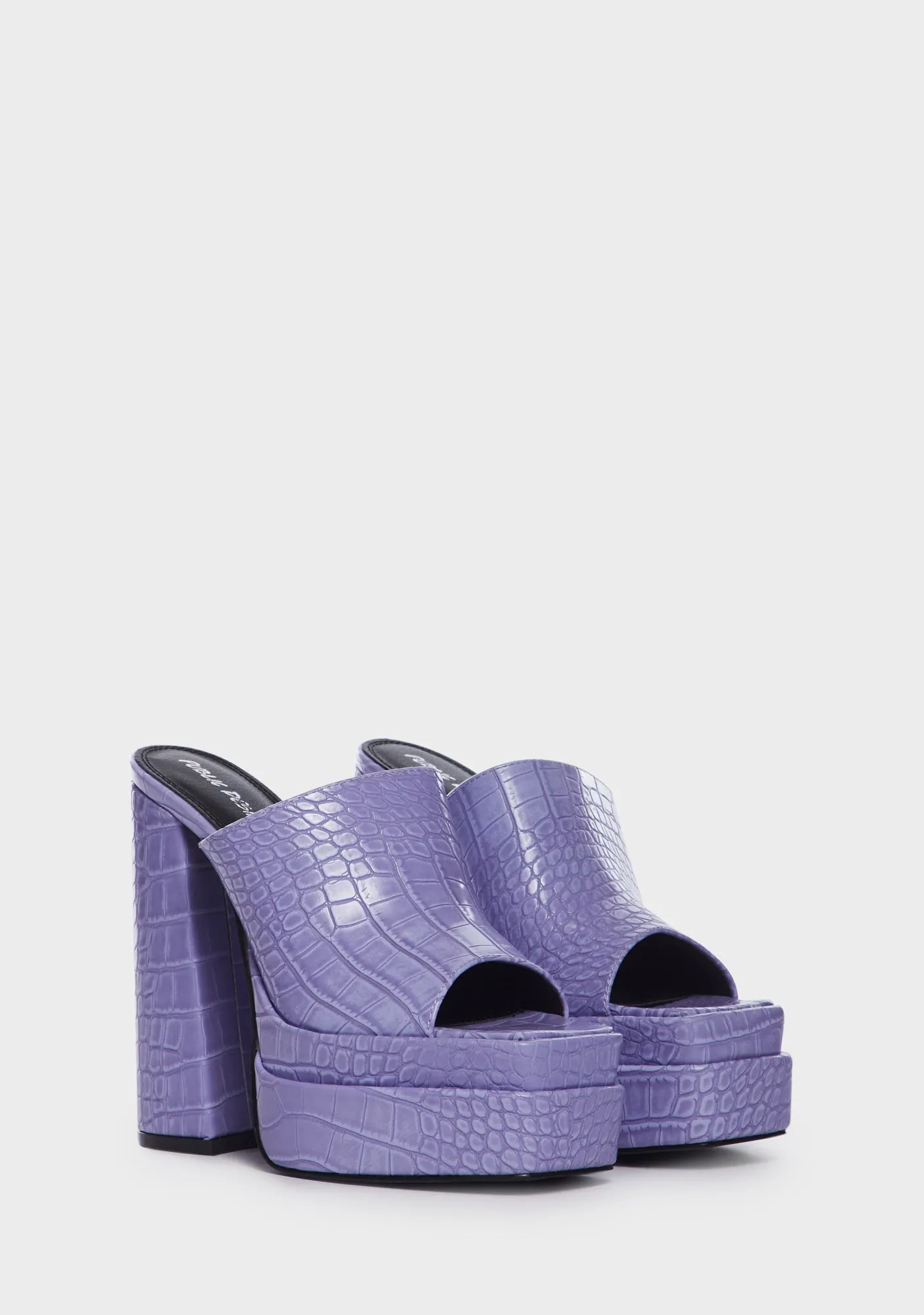 Neon Purple Sky High Platform Mules-