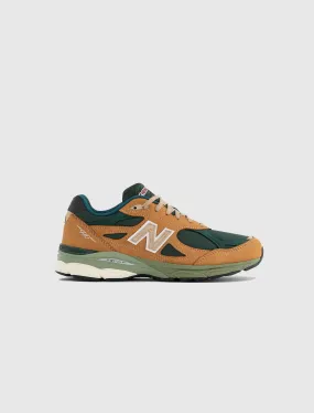 NEW BALANCE 990 V3 MADE IN USA TAN/GREEN   BEIGE