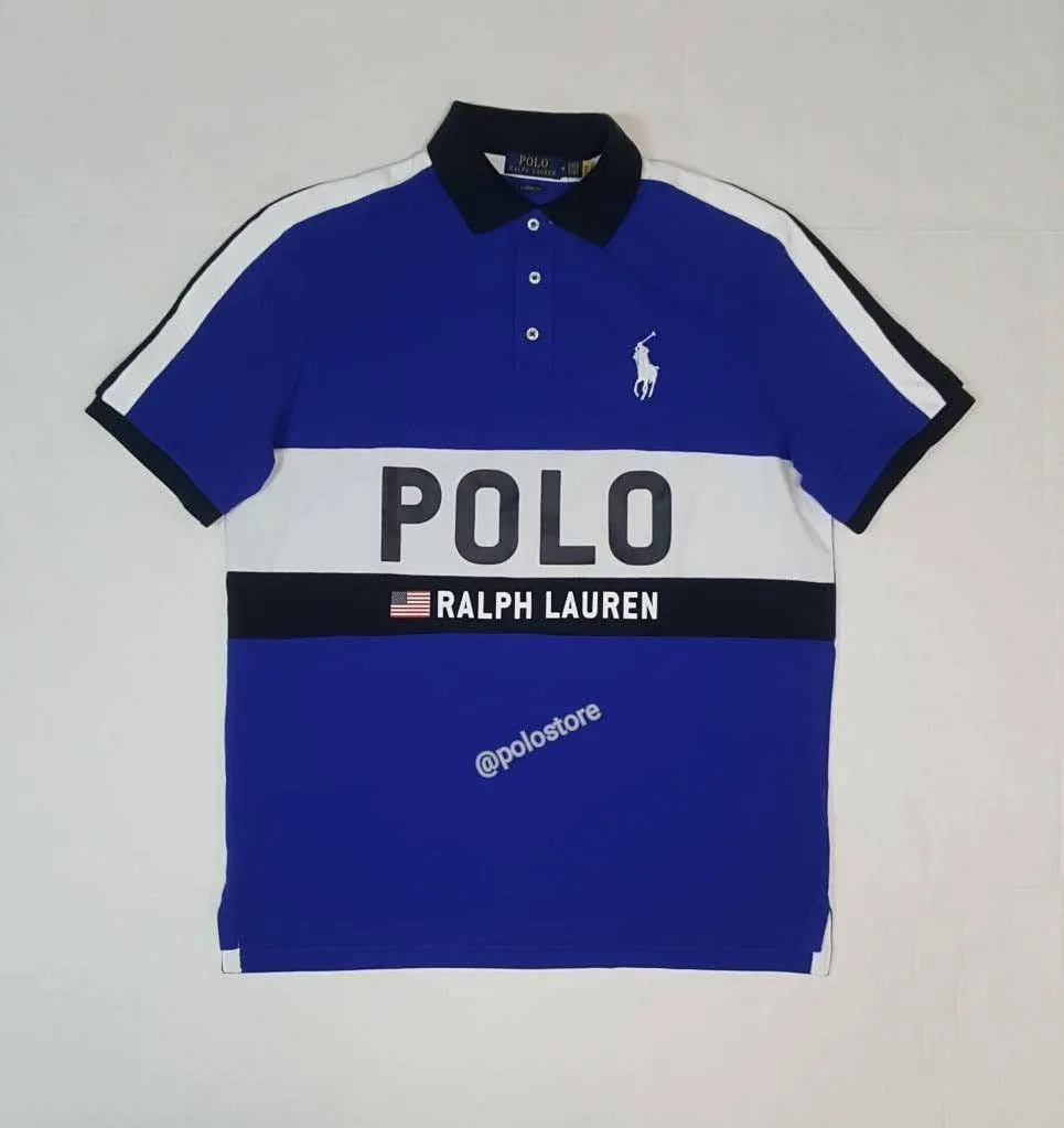 Nwt Polo Ralph Lauren Royal Big Pony American Flag Classic Fit Polo