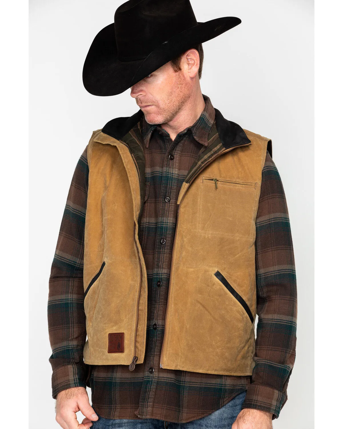 Outback Trading Co Men's Sawbuck Flannel Lined Oilskin Zip-Front Vest