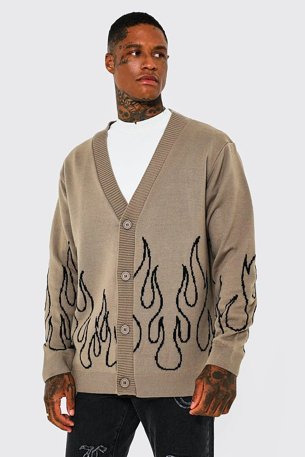 Oversized Flame Knitted Cardigan