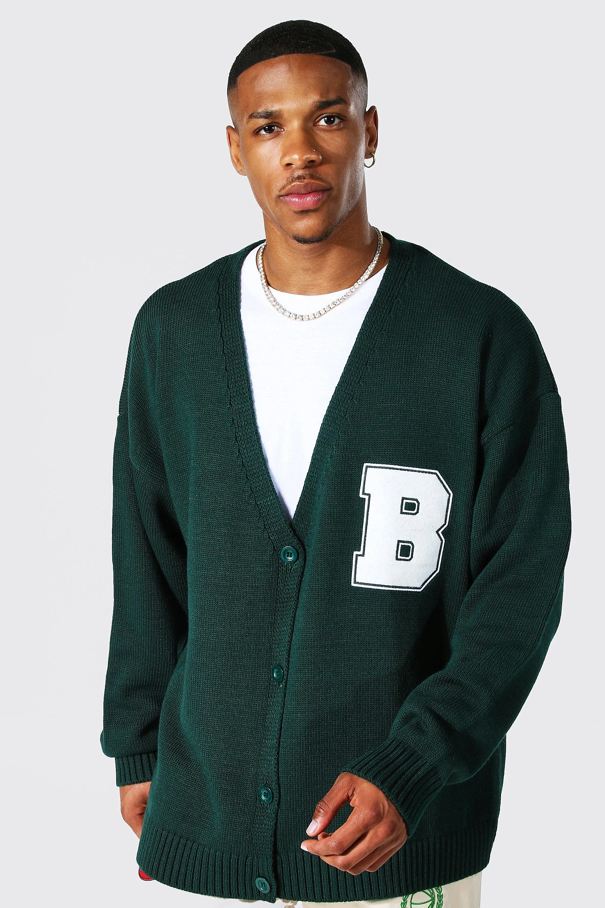 Oversized Varsity Badge Cardigan