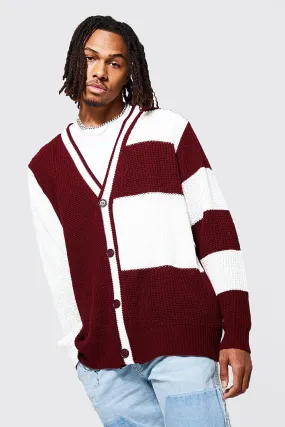 Oversized Varsity Colour Block Cardigan