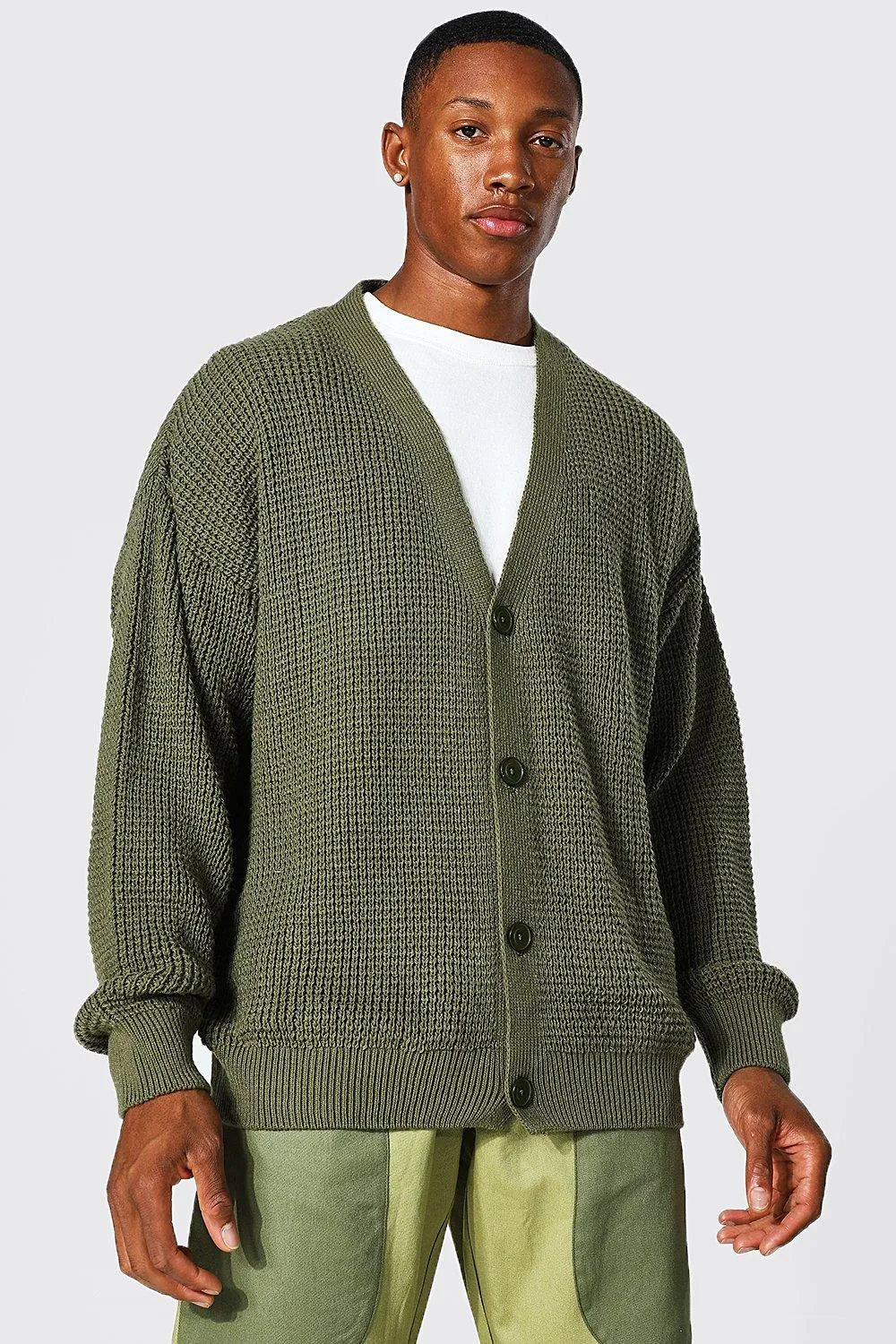 Oversized Waffle Stitch Cardigan