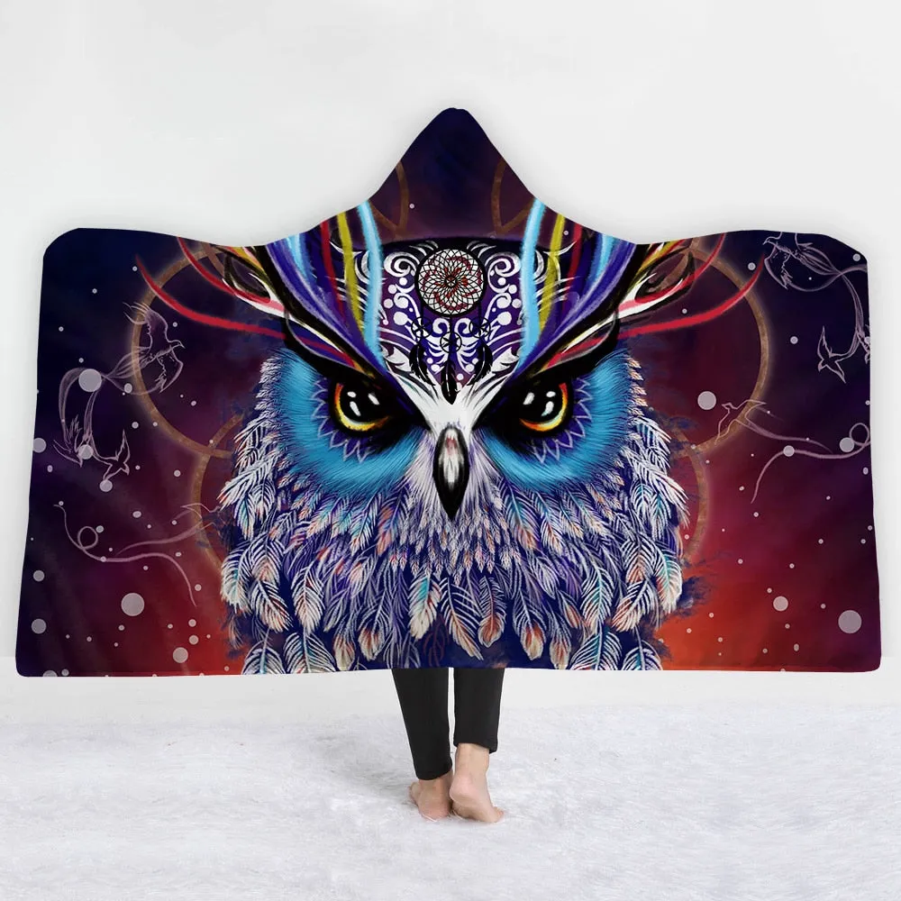 owl Monster head Hooded Blanket