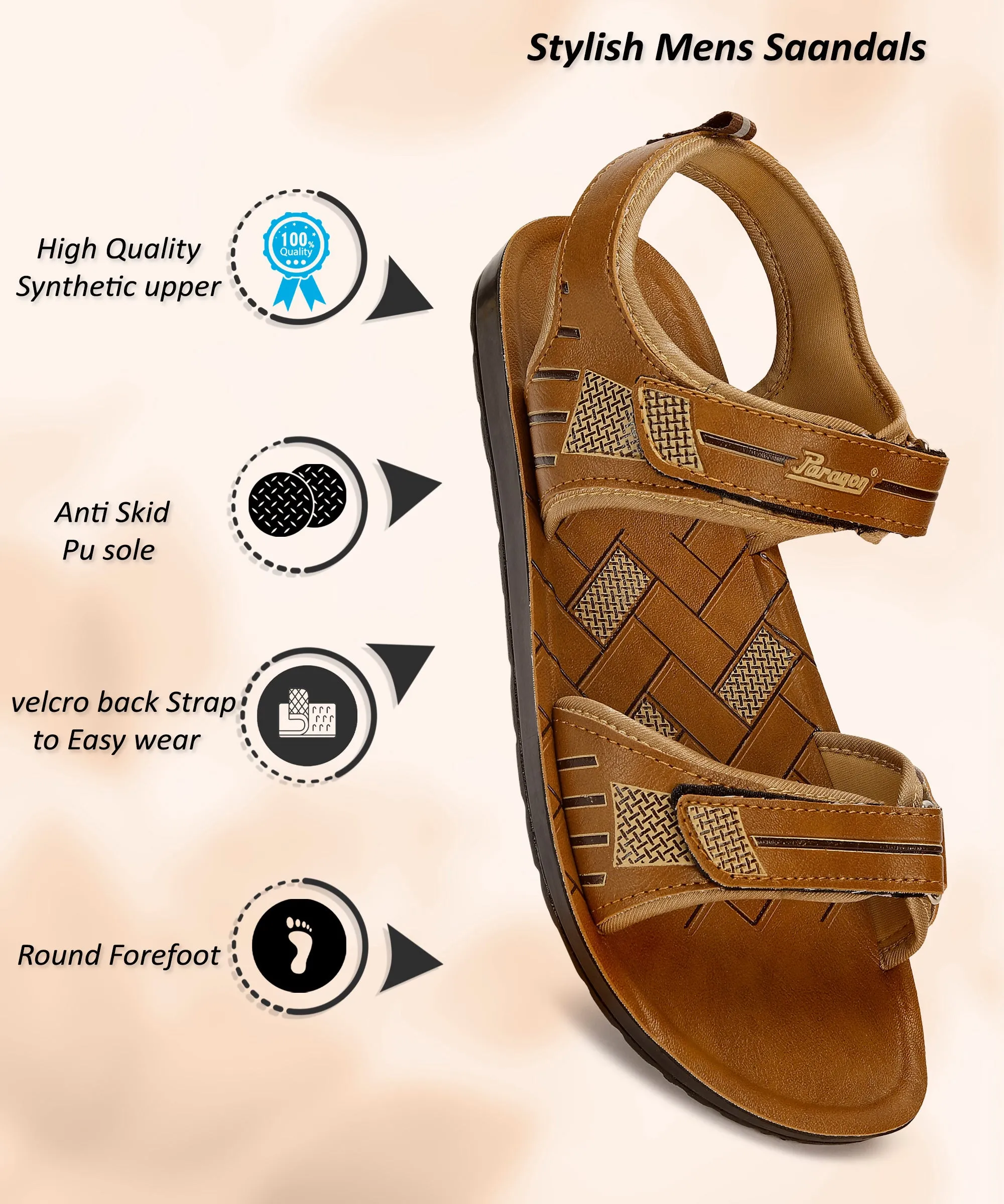 Paragon PUK2215G Men Stylish Sandals | Comfortable Sandals for Daily Outdoor Use | Casual Formal Sandals with Cushioned Soles