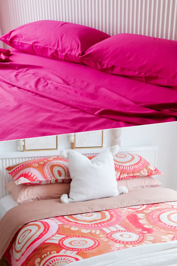 Peeneeyt (Strong) Quilt Cover & Pink Sheet Set Bedding Bundle