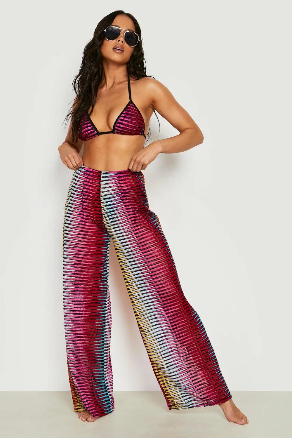 Petite Laser Knit Wide Leg Beach Pants