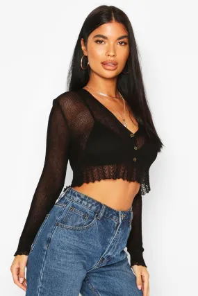 Petite Sheer Knit Cropped Cardigan