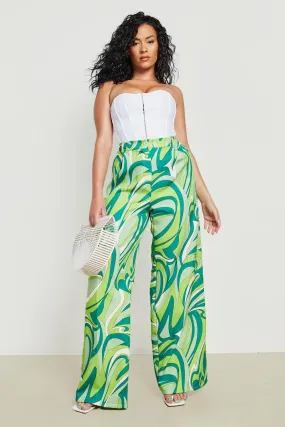 Plus Abstract Print Wide Leg Pants