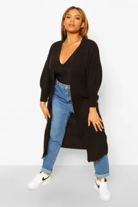 Plus Balloon Sleeve Oversized Cardigan