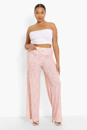 Plus Ditsy Floral Wide Leg Pants