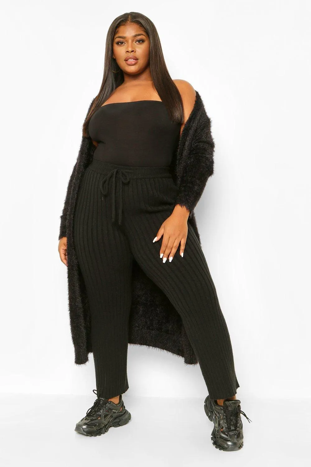 Plus Feather Longline Cardigan