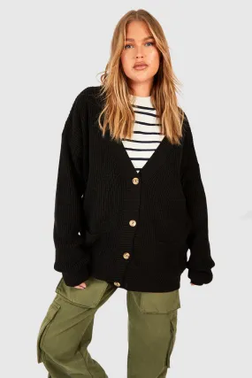 Plus Oversized Button Through Cardigan