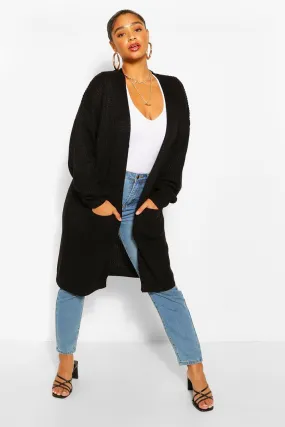 Plus Oversized  Textured Boyfriend Cardigan