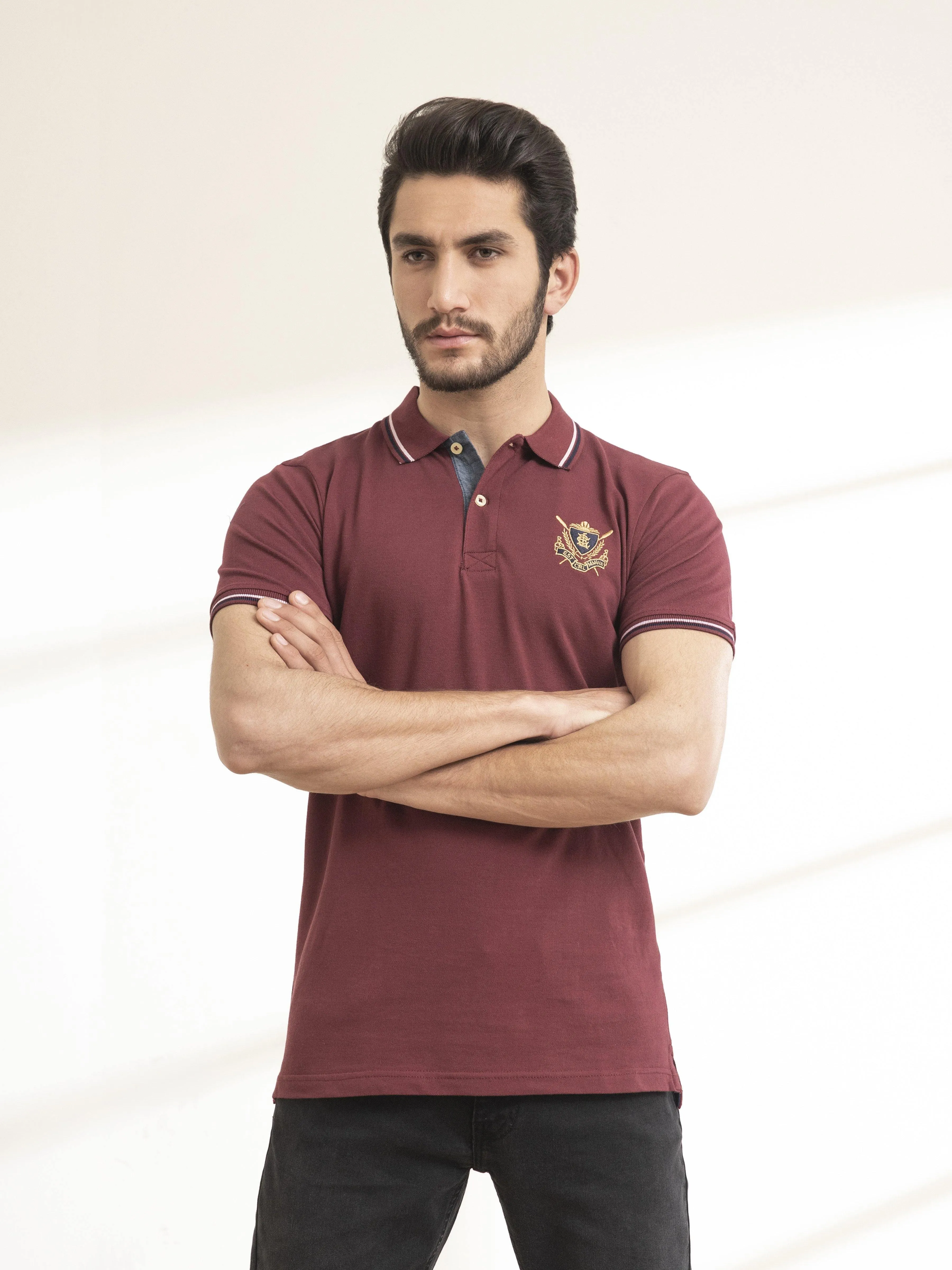 POLO SHIRT TIPPING COLLAR MAROON