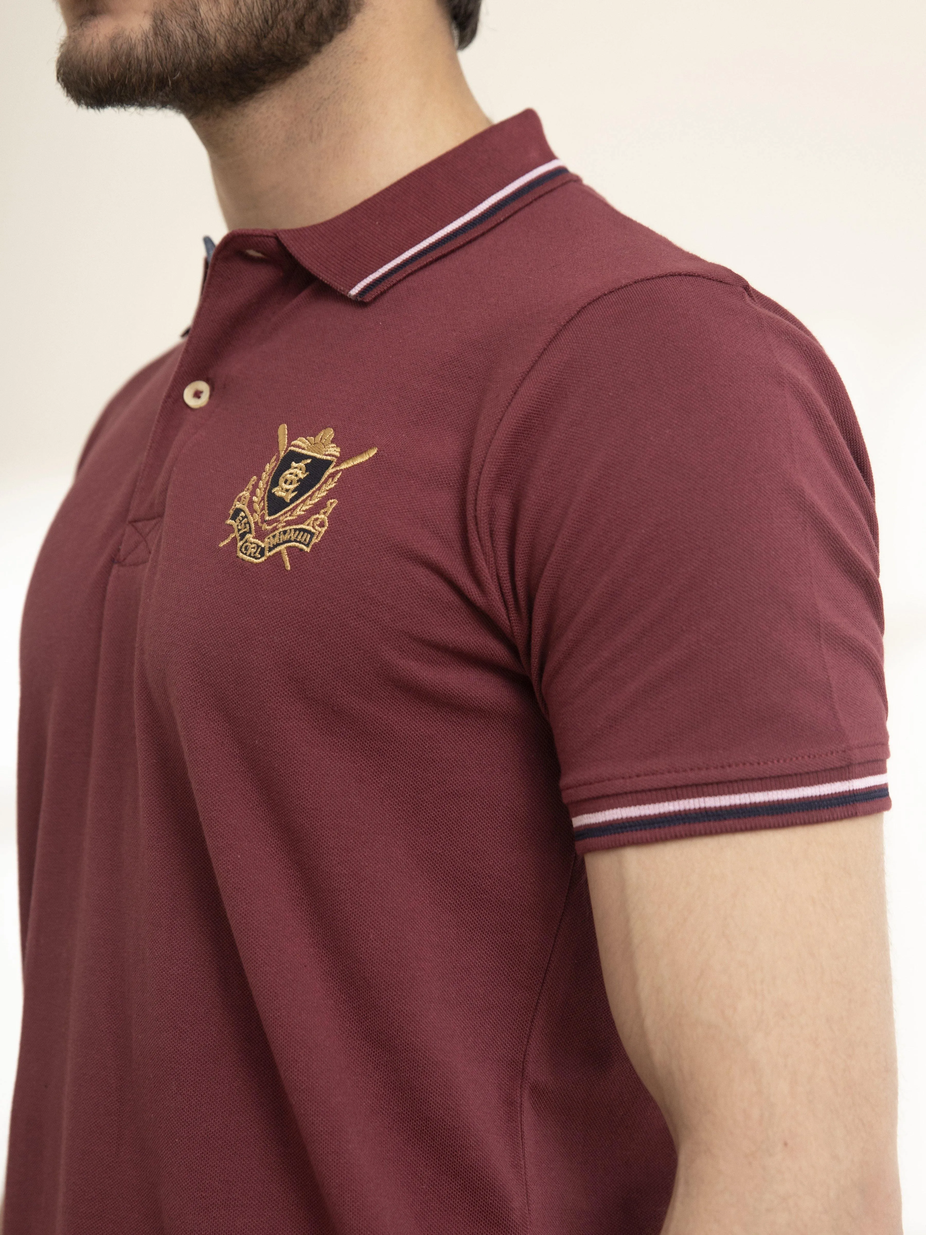 POLO SHIRT TIPPING COLLAR MAROON