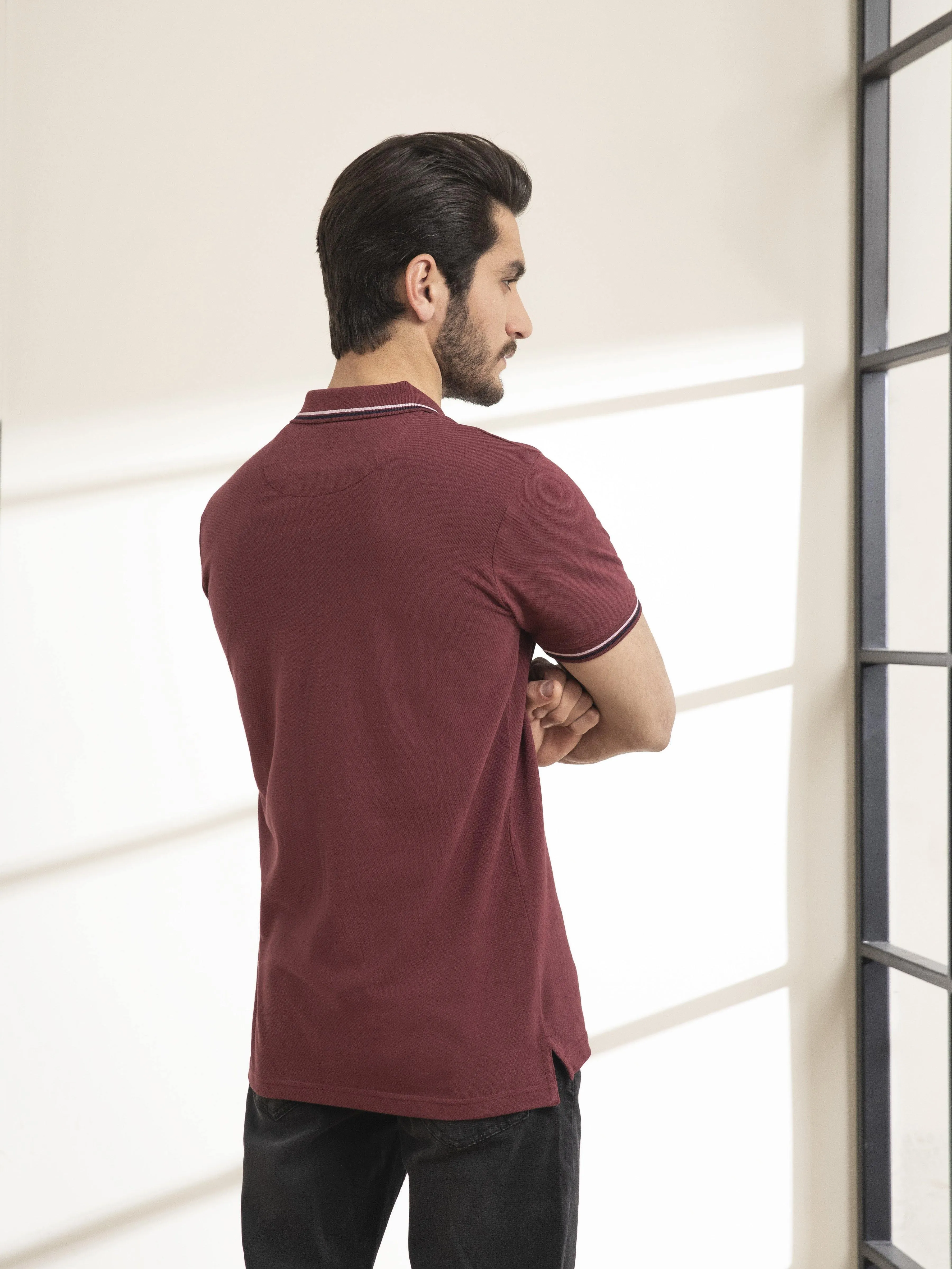 POLO SHIRT TIPPING COLLAR MAROON