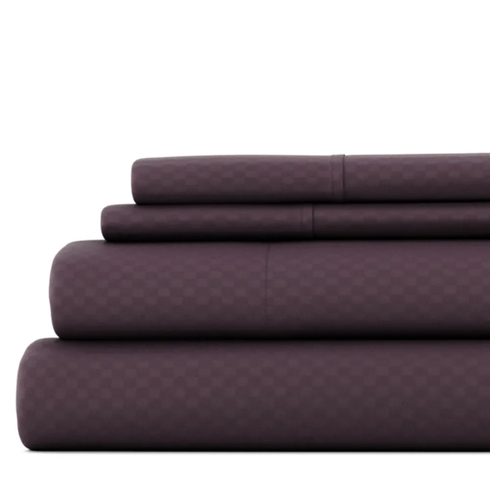 Purple Embossed Checkered 3-pc. Twin Sheet Set