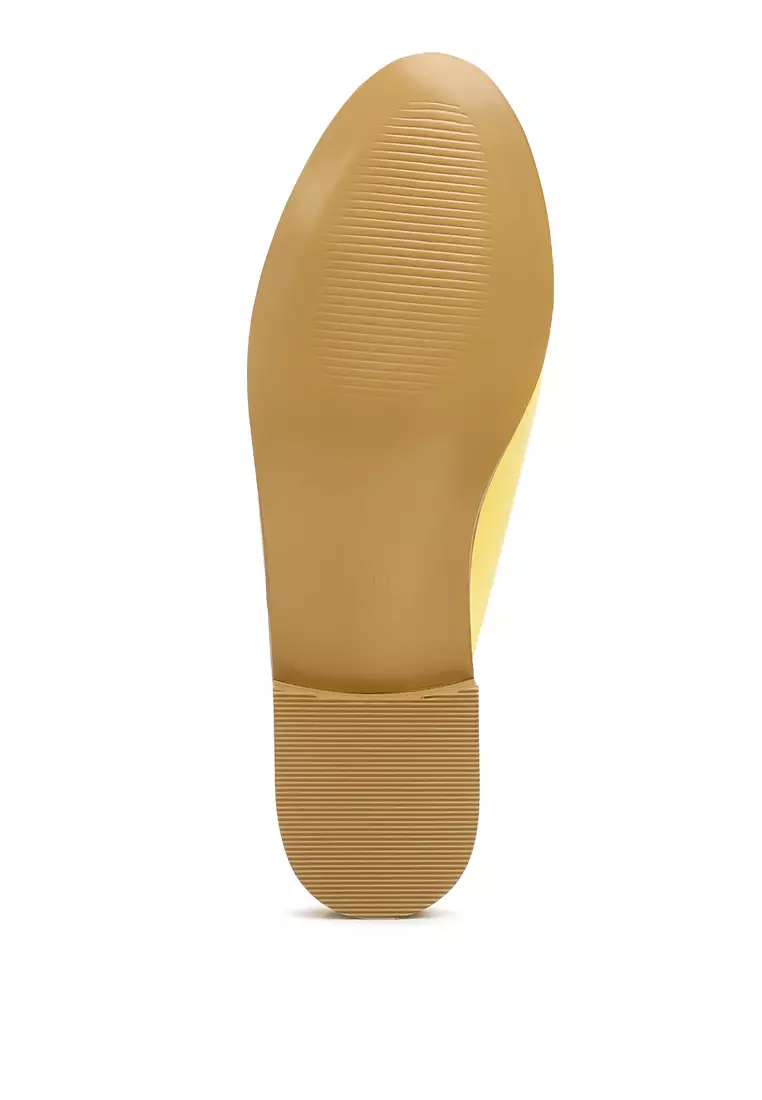 Rag & CO. Yellow Patent Studded Flat Mules