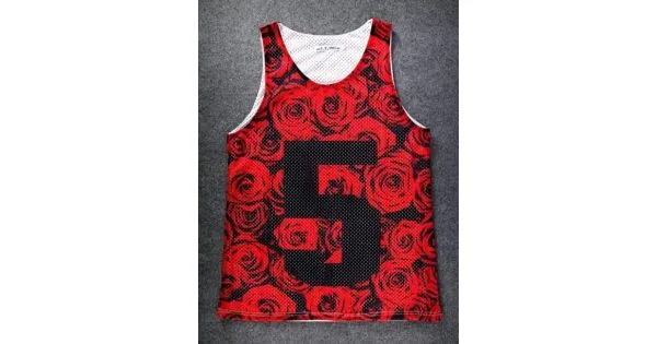 Red Black Roses 5 Net Sleeveless Mens T-shirt Vest Basketball Sports Tank Top