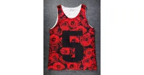 Red Black Roses 5 Net Sleeveless Mens T-shirt Vest Basketball Sports Tank Top