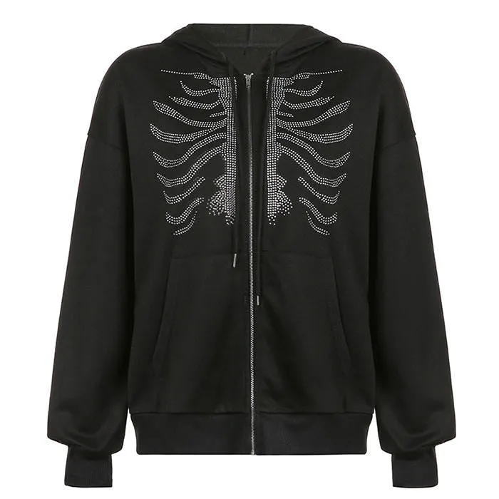 Rhinestone Skeleton Hoodie