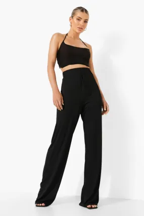 Rib Thick Waist Wide Leg Pants